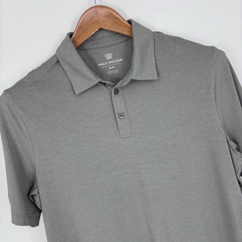 Mack Weldon Polo Shirt Mens Medium Gray Performance Short Sleeve Minimal